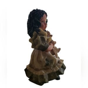 African American Girl w/Teddy Bear